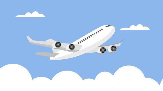 Animated video air plane concept. Full length animation illustration. High quality 4k footage.	