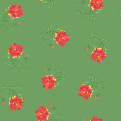 Obraz premium Marigold Flower Seamless Pattern. Floral Digital Paper.