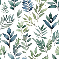 seamless Watercolor Pattern using botanical elements.