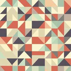 seamless pattern of retro triangles and squares in muted tones