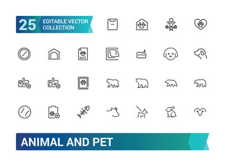 Animal and pet icon, pixel perfect, editable stroke, up scalable square line vector icon set, pets web icons in line style, editable stroke icons.