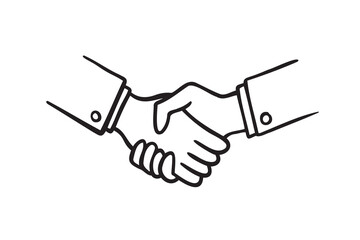 Fototapeta premium Hand Drawn Handshake doodle outline icon Vector Illustration for Partnership Concept 