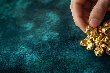 A person is holding a bunch of gold. The gold is shiny and heavy. The discovery and increasing demand for gold.