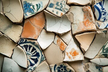 A stunning mosaic emerges from expertly reassembled pottery fragments, highlighting the beauty of craftsmanship in restoration.