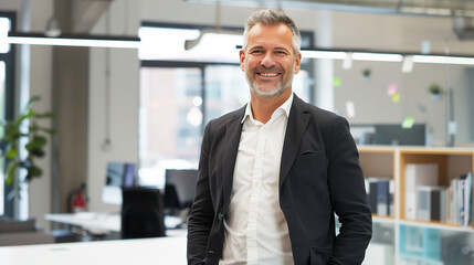 Fototapeta premium portrait of a happy businessman standing in modern office