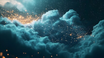 Mesmerizing Celestial Tapestry   Glittering Stars and Ethereal Clouds in Enchanting Night Sky