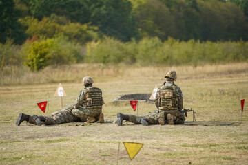 soldiers during a training. detail. the army in training.
