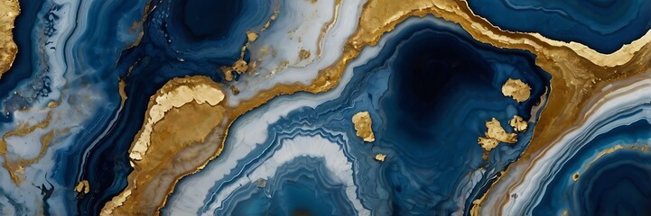 Obraz premium Marble textured stone golden and blue waves of beautiful seamless pattern abstract background