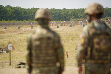 soldiers during a training. detail. the army in training.
