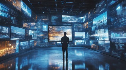 Man Overwhelmed by Data Visualizations