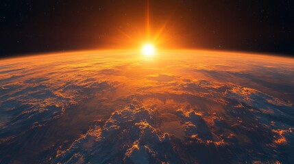 Sunrise over Earth from Space