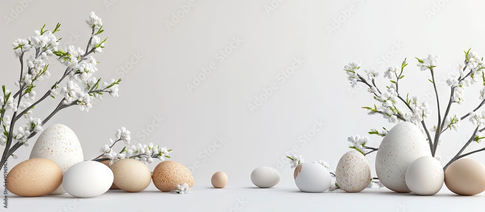 Aufkleber Easter arrangement on a white background. with copy space image. Place for adding text or design