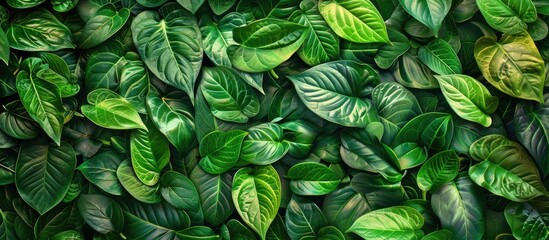 Fototapeta premium Leaves arrangement Nature theme background Flat lay and top view image. with copy space image. Place for adding text or design