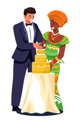 Multicultural Wedding Cake Illustration vector