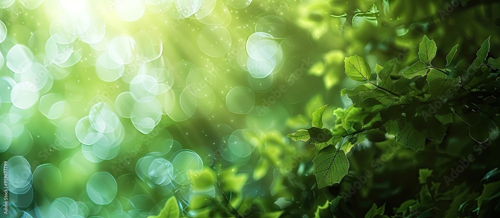 Poster abstract green background with bokeh effect. with copy space image. place for adding text or design