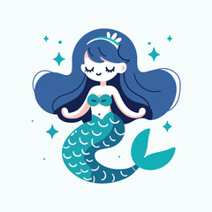 Cute mermaid hand drawn vector illustration