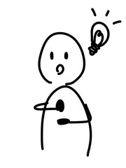 ひらめく人のゆるいイラスト