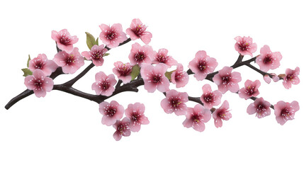Fototapeta premium Pink cherry blossom branch isolated transparent background