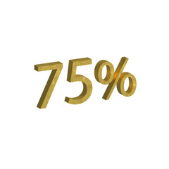 75 off discount promotion sale made of realistic 3d vector gold. Template for products, advertizing, web banners, leaflets, certificates and postcards