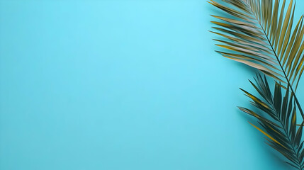 Fototapeta premium Tropical Palm Leaf on Blue Background
