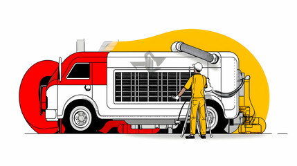 Cleaning Truck Worker Illustration