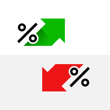 illustration of upward and downward arrows with percentage symbols, representing increase and decrease trends. Ideal for financial reports, business performance presentations, or data analysis