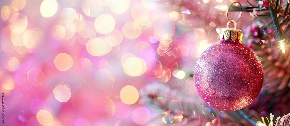 Aufkleber Christmas abstract pink bokeh background with a light color blur for your design work in the New Year concept. with copy space image. Place for adding text or design