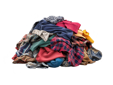 Pile of colorful clothes isolated on white background