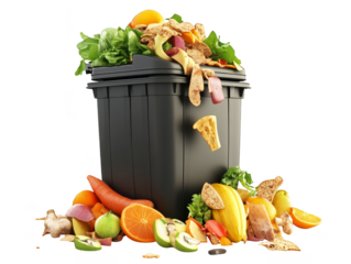 Food Waste in Garbage Bin Organic Waste Disposal and Recycling Concept