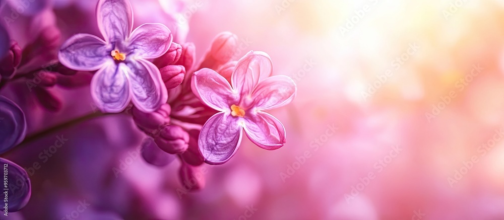 Leinwandbilder lilac flower backgrounds macro shot of spring lilac violet flowers illuminated by sunlight creating 
