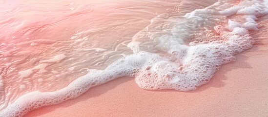 Fototapeta premium Coastal sand texture up close Natural background with a pink hue. with copy space image. Place for adding text or design