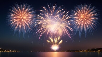 fireworks over the bright city