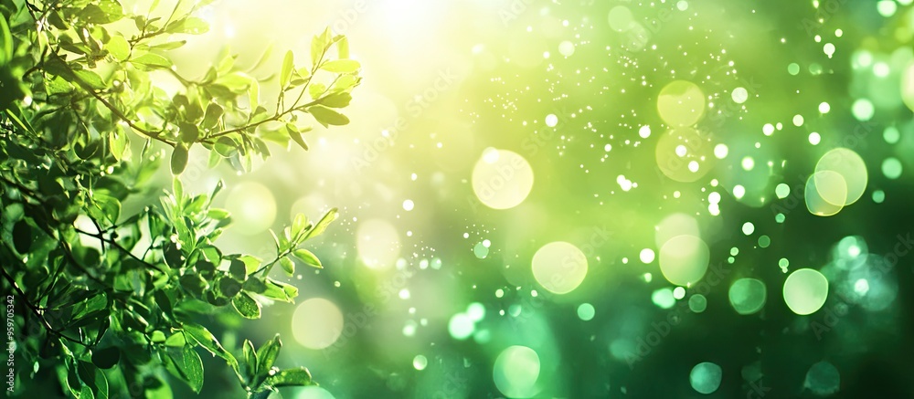 Poster bokeh effect on a green abstract natural background. with copy space image. place for adding text or