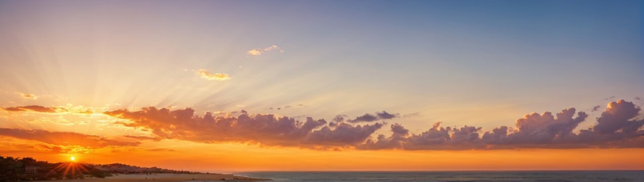 coucher de soleil plage oc&eacute;an ciel nuage couleur