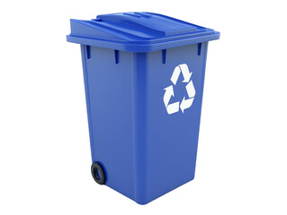 Blue Recycling Bin with Recycle Symbol and Wheel