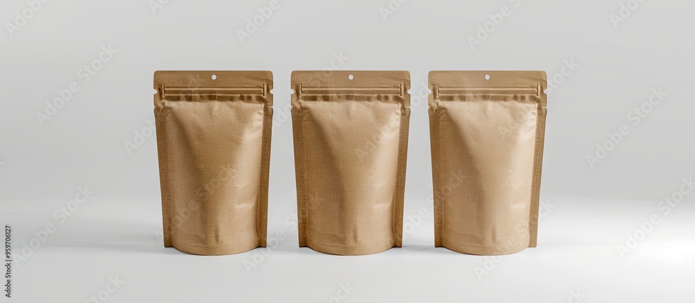 Aufkleber Kraft Stand Up Pouch Blank mockup isolated on a white background. with copy space image. Place for adding text or design