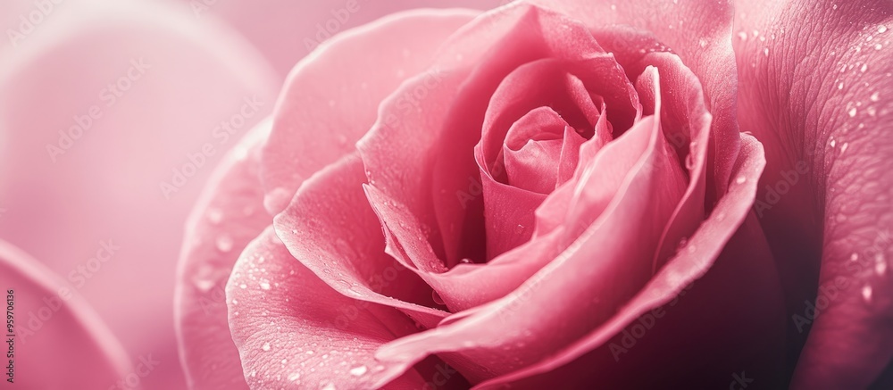 Fototapete close up of a pink rose. with copy space image. place for adding text or design