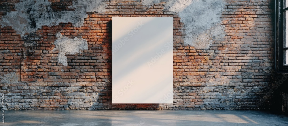 Leinwandbilder large empty poster on the brick wall. with copy space image. place for adding text or design