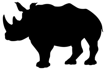 silhouette of a black rhinoceros without background