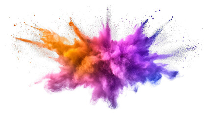 Colorful powder explosion transparent background