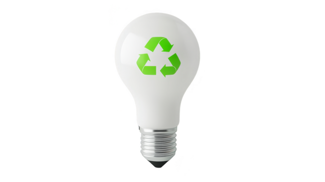 Green Recycle Symbol on Light Bulb   Eco Friendly Energy Concept