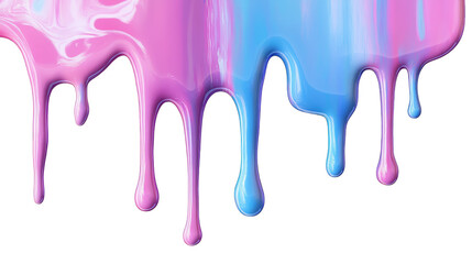 Dripping pink and blue paint transparent background