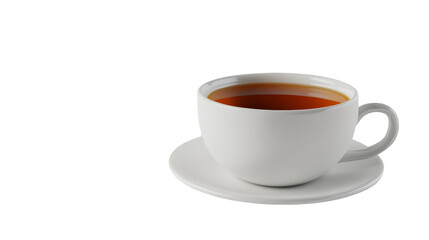 White cup of tea with saucer transparent background