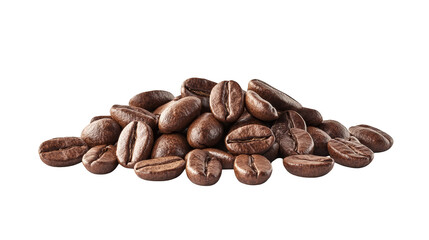 Roasted coffee beans heap isolated transparent background
