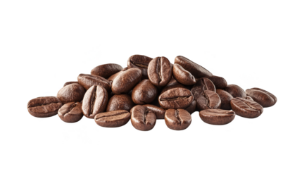 Roasted coffee beans heap isolated transparent background