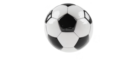 Classic black and white soccer ball isolated transparent background