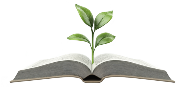 Open Book with Sprout Plant Education Growth Concept