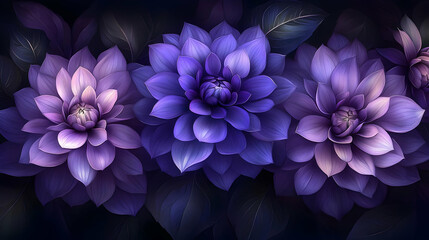 Obraz premium Purple Dahlia Flowers Floral Bouquet Bloom Close Up