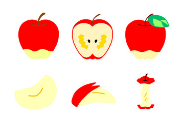 リンゴの可愛いアイコンセット＿線なし