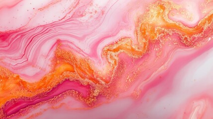 Abstract Pink and Orange Fluid Art